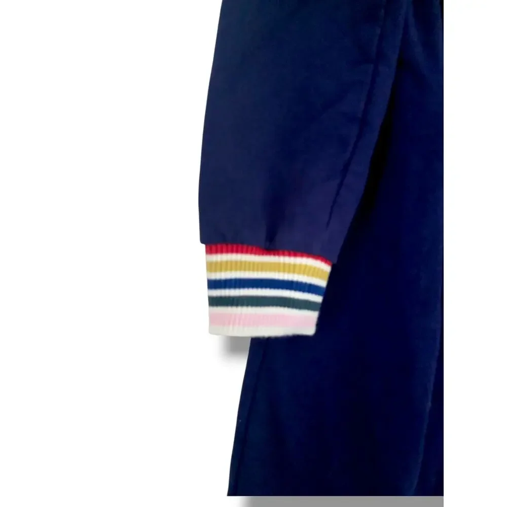 Hanna Andersson Girls 10 Rainbow Cuff Knit French Terry Dress Navy Blue